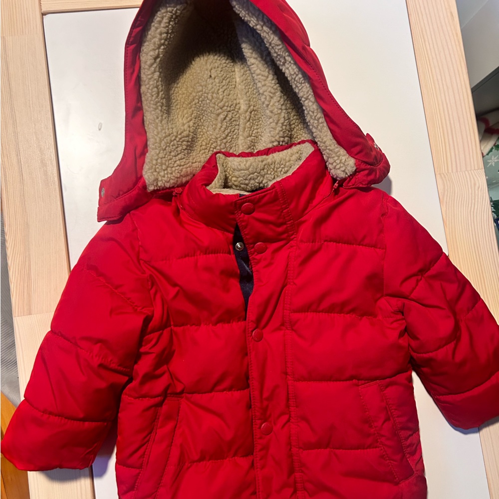 Used Red baby gap winter jacket. 12-18 months